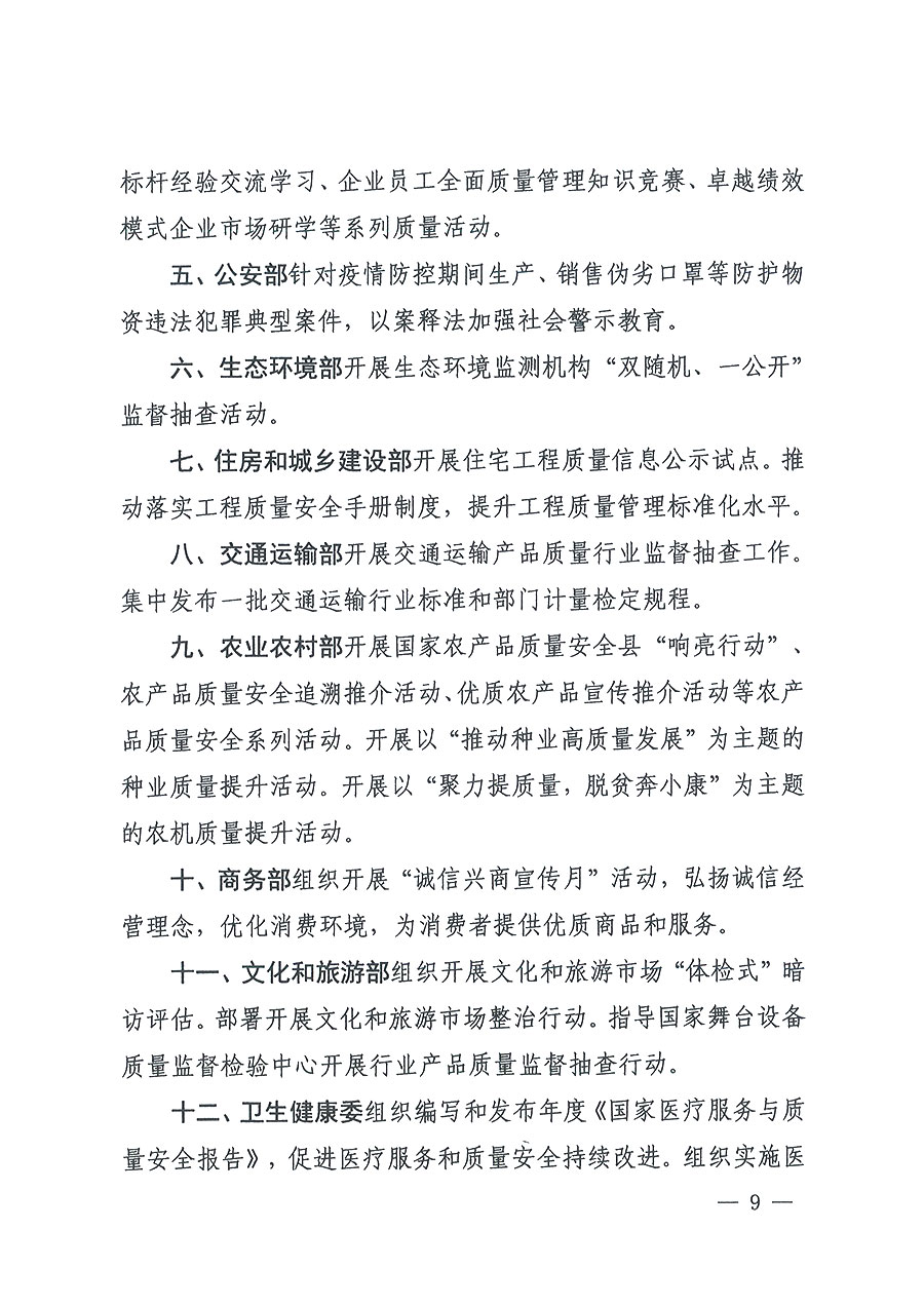 市場監(jiān)管總局等16個部門關于開展2020年全國&ldquo;質量月&rdquo;活動的通知（國市監(jiān)質〔2020〕133號）